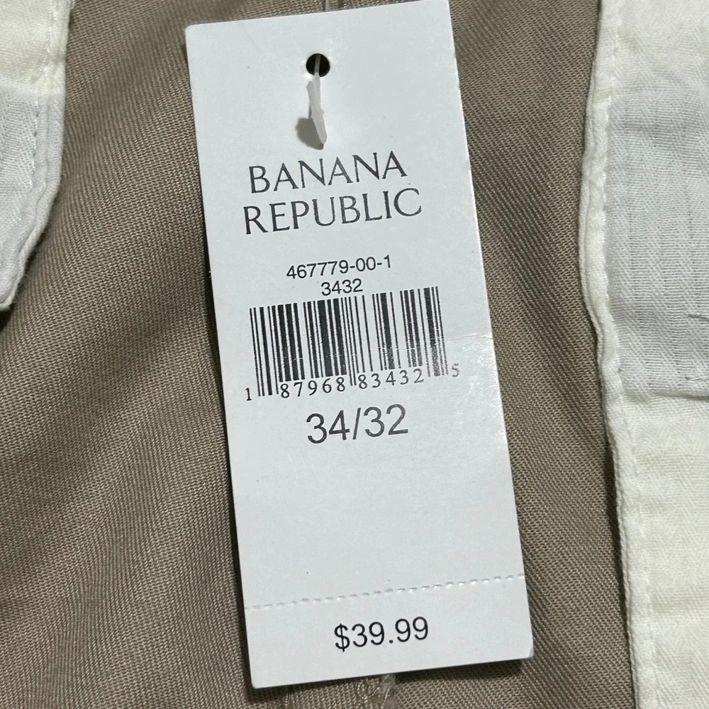 Banana‎ Republic Dawson Chino Pants 34x32 Khaki Tan Relaxed Fit Cotton New NWT